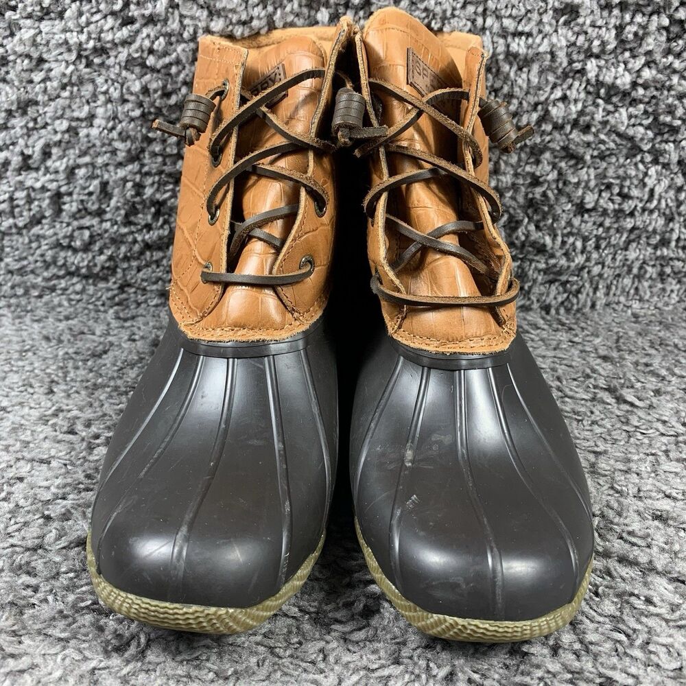 Sperry Top-Sider Women's 8.5 Croc Print Duck Boot TAN/Brown - Picture 6 of 8